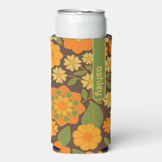 Trendy Retro Floral Pattern met name block (Seltzer Voorkant)
