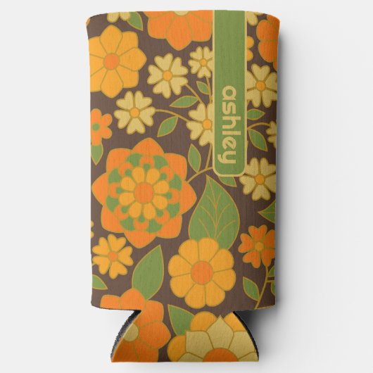 Trendy Retro Floral Pattern met name block (Voorkant)