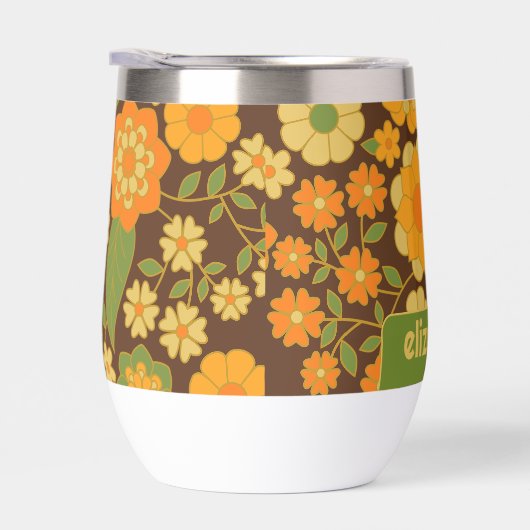 Trendy Retro Floral Pattern met name block (Rechts)