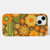Trendy Retro Floral Pattern met name block Case-Mate iPhone Case (Achterkant (horizontaal))
