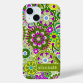Trendy Retro Floral Pattern met name block Case-Mate iPhone Case (Achterkant)