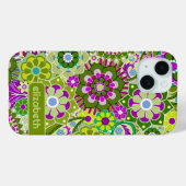 Trendy Retro Floral Pattern met name block Case-Mate iPhone Case (Achterkant (horizontaal))