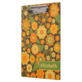 Trendy Retro Floral Pattern met name block Klembord (Links)