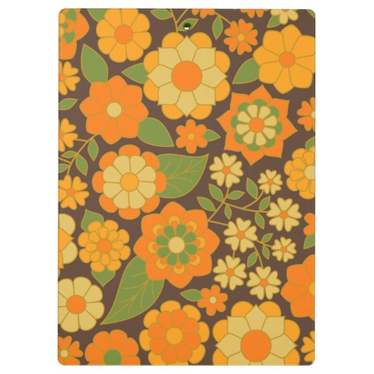 Trendy Retro Floral Pattern met name block Klembord (Achterkant)