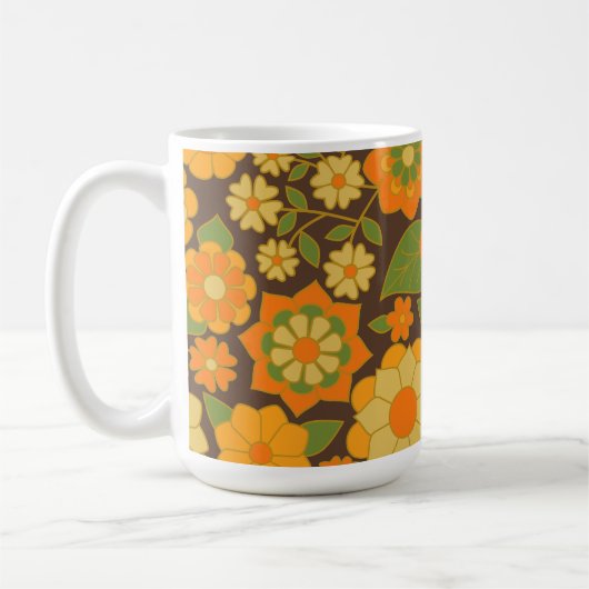 Trendy Retro Floral Pattern met name block Koffiemok (Links)
