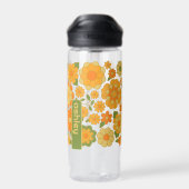 Trendy Retro Floral Pattern met name block Waterfles (Achterkant)
