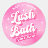 Trendy Retro Girly Pink Lash Bath Cleanser Label (Voorkant)