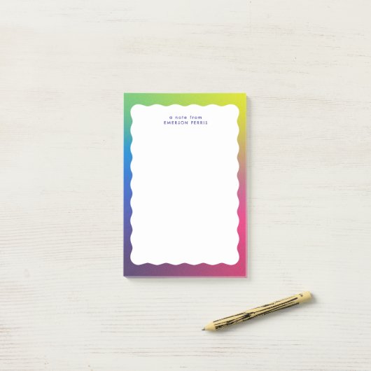 Trendy retro golvende rand kleurrijk post-it® notes (Op bureau)