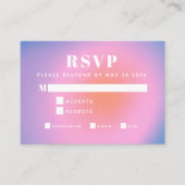 Trendy Retro Gradiënt Roze en Paarse Mal RSVP Informatiekaartje (Voorkant)