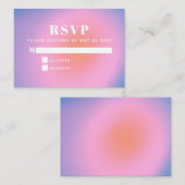 Trendy Retro Gradiënt roze en Paarse RSVP Informatiekaartje (Voorkant / Achterkant)