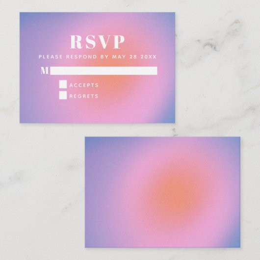Trendy Retro Gradiënt roze en Paarse RSVP Informatiekaartje (Voorkant / Achterkant)