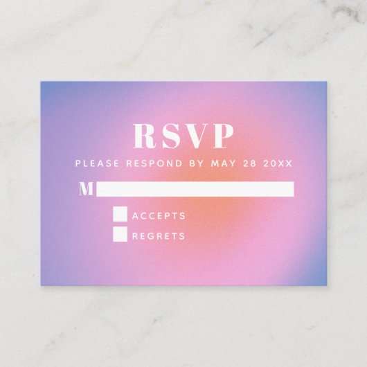 Trendy Retro Gradiënt roze en Paarse RSVP Informatiekaartje (Voorkant)
