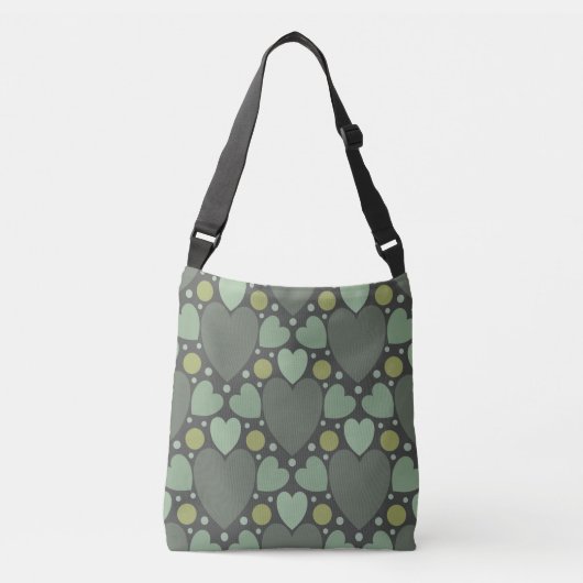 Trendy retro groen hart design crossbody tas (Voorkant)