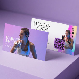 Trendy Retro Iridescente Fitness Influencer Foto Visitekaartje