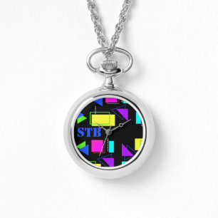 TRENDY RETRO JAREN '80 MODE KLEUR TACHTIGER MONOGR HORLOGE