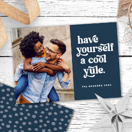 Trendy Retro kerstvakantie fotokaart Feestdagenkaart