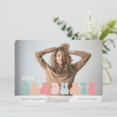 Trendy Retro Pastel Kleurrijke Foto Afstudeerfeest Aankondiging (Staand voorkant)