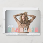 Trendy Retro Pastel Kleurrijke Foto Afstudeerfeest Aankondiging (Voorkant)