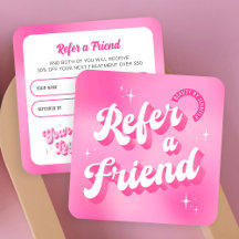 Trendy Retro Pink Verwijs een Vriend Lash Salon Na