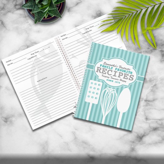 Trendy Retro Recipes Personalized Notitieboek