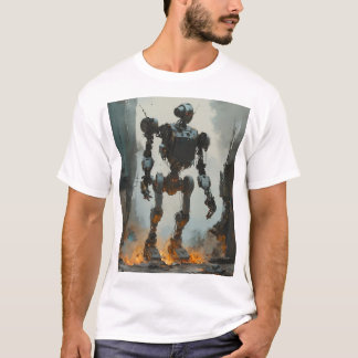 Trendy retro robotgrafisch t-shirt