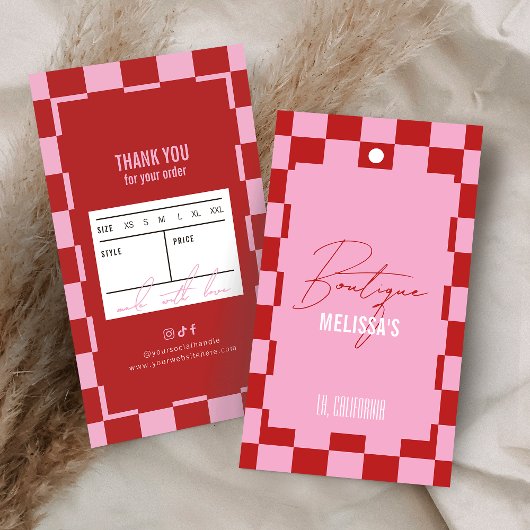 Trendy Retro Roze Kledingboetiek Prijs Hang Tag Visitekaartje