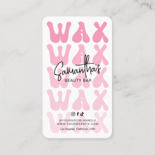 Trendy Retro Roze Moderne Salon Waxing Aftercare Visitekaartje (Achterkant)