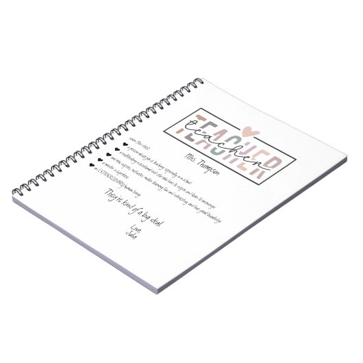 Trendy Retro School Teacher Appreciation Bedankt Notitieboek (Linkerzijde)