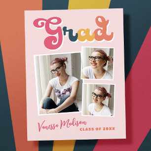 Trendy Retro  Style Afstudeerder 3 Foto collage Briefkaart