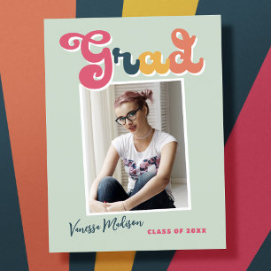 Trendy Retro Style Afstuderen 1 Foto Briefkaart