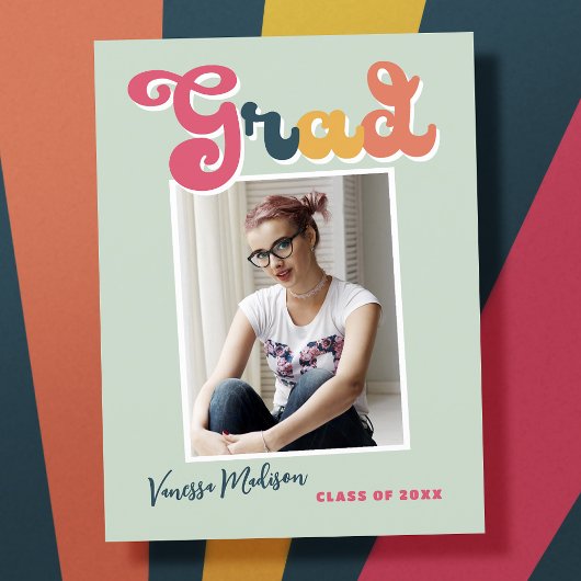 Trendy Retro Style  Afstuderen 1 Foto Briefkaart