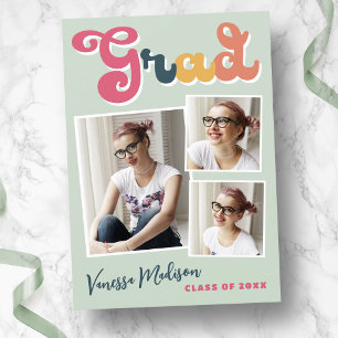 Trendy Retro Style Boho Colors Afstudeerder Foto Aankondiging