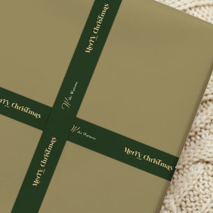 Trendy Retro Vrolijk Kerstfeest Custom Name Green Lint