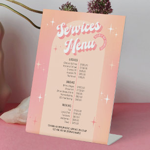 Trendy Retro Vrouwelijke Schoonheidssalon Prijslij Reclamebord Met Voetstuk