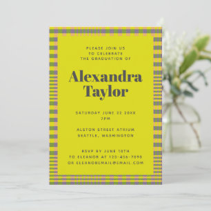 Trendy Retro Yellow Pset Pattern Afstuderen Kaart