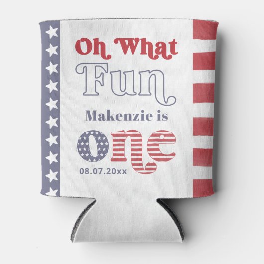 Trendy Retro Zomer 1e verjaardag Favor Blikjeskoeler (Voorkant)