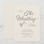 Trendy Ribbon Elegant Script Wedding Invitation (Devant / Derrière)