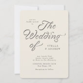 Trendy Ribbon Elegant Script Wedding Invitation (Devant)