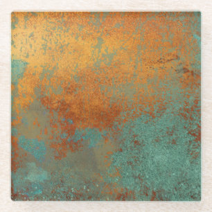 Trendy Rich Copper Patina Metallic Glazen Onderzetter