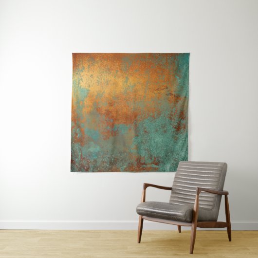 Trendy Rich Copper Patina Metallic Wandkleed (In situ)
