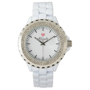 Trendy robijn witte emaille dameshorloge horloge