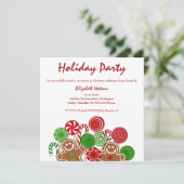 Trendy rode kerst gingerbreads kaart (Staand voorkant)