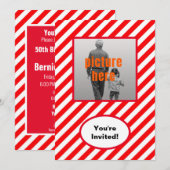Trendy Rode Witte Snoep Verjaardagsfeest Event Kaart (Voorkant / Achterkant)
