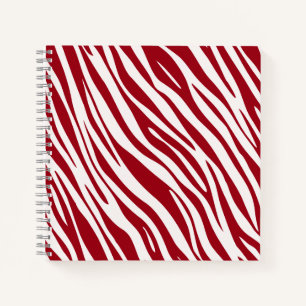 Trendy Rode Zebra Dier Strepen Notitieboek
