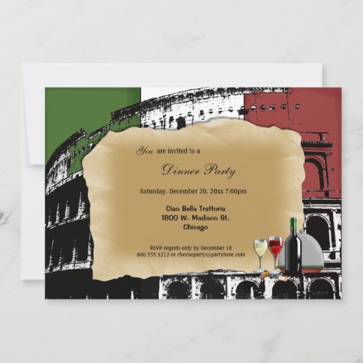 Trendy Roman Coliseum Dinner Party Invite Kaart (Voorkant)