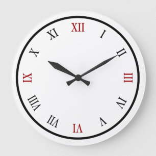 Trendy Roman Numeral Red Black Wall klok