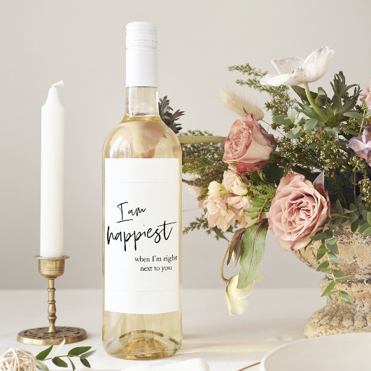 Trendy Romantic Black Quote Gift Wijn Etiket