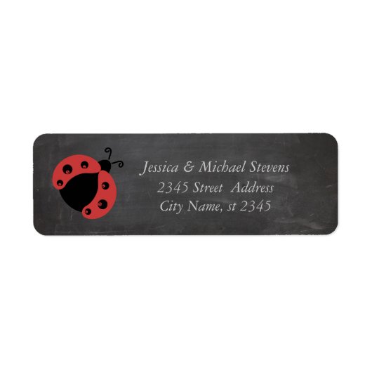 Trendy romantic ladybug chalkboard etiket (Voorkant)