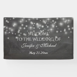 Trendy romantic sparkles chalkboard bruiloft spandoek