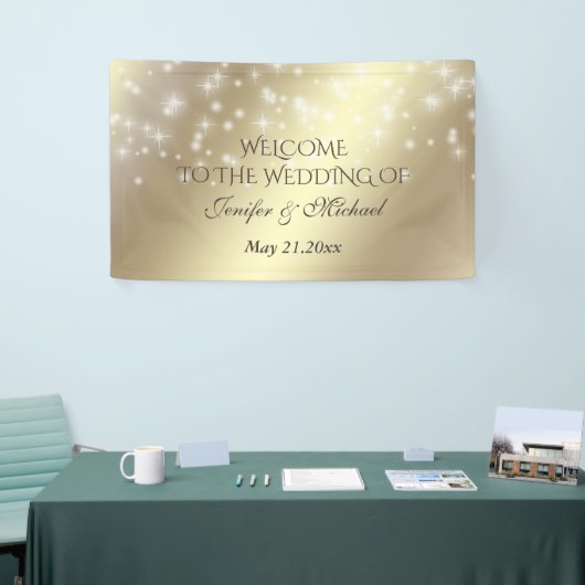 Trendy romantic sparkles golden look bruiloft spandoek (Beurs)